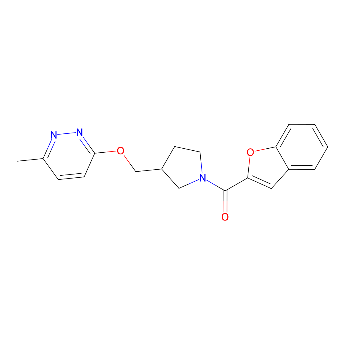 3-{[1-(1-Benzofuran-2-carbonyl)pyrrolidin-3-yl]methoxy}-6-methylpyridazine molecular structure, CAS 2548989-91-7