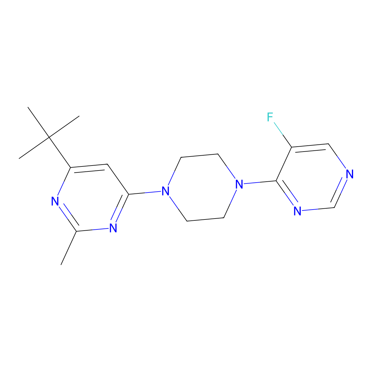 4-Tert-butyl-6-[4-(5-fluoropyrimidin-4-yl)piperazin-1-yl]-2-methylpyrimidine molecular structure, CAS 2548989-93-9