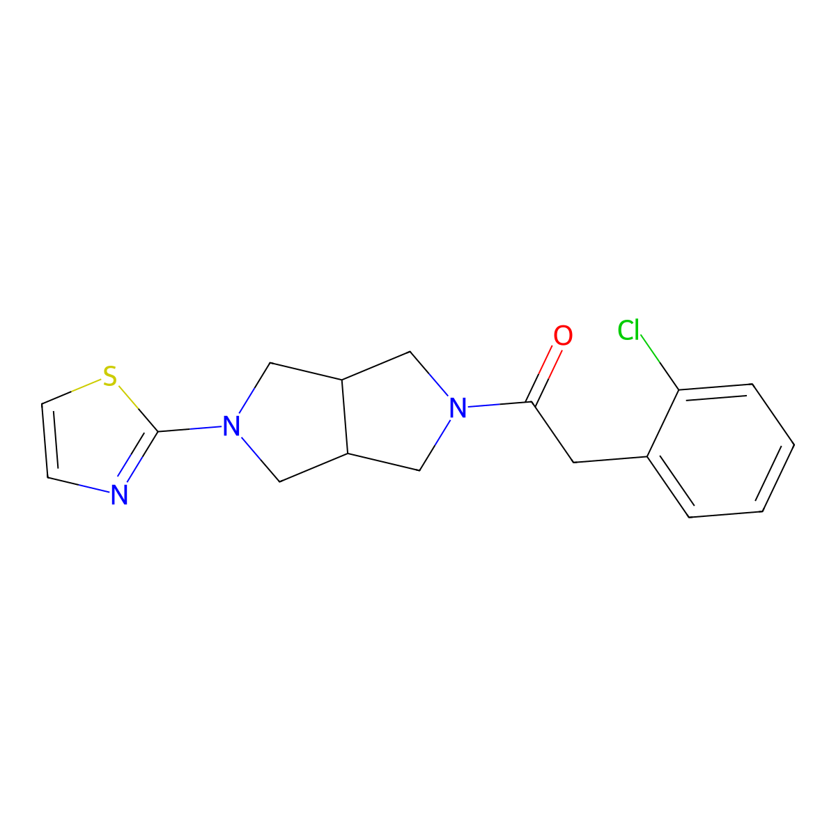 2-(2-Chlorophenyl)-1-[5-(1,3-thiazol-2-yl)-octahydropyrrolo[3,4-c]pyrrol-2-yl]ethan-1-one molecular structure, CAS 2548989-94-0