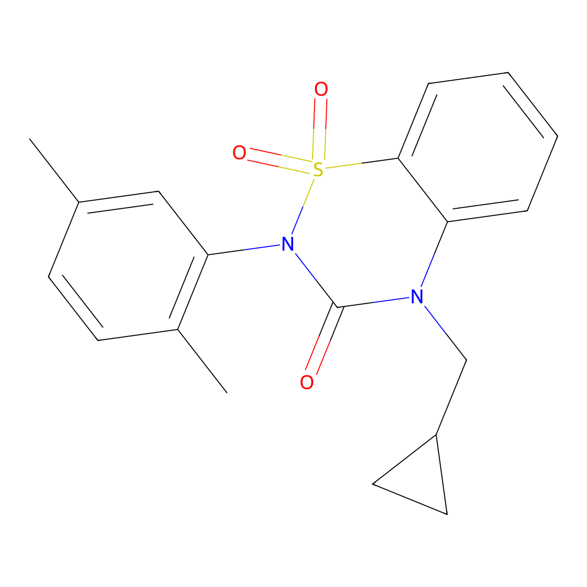 4-(cyclopropylmethyl)-2-(2,5-dimethylphenyl)-3,4-dihydro-2H-1lambda6,2,4-benzothiadiazine-1,1,3-trione molecular structure, CAS 2548990-00-5