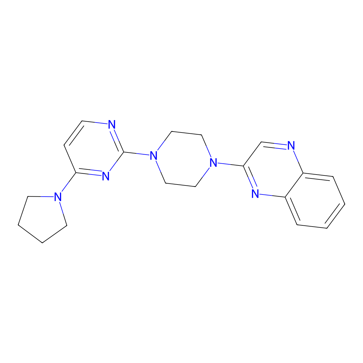 2-{4-[4-(Pyrrolidin-1-yl)pyrimidin-2-yl]piperazin-1-yl}quinoxaline molecular structure, CAS 2548990-09-4