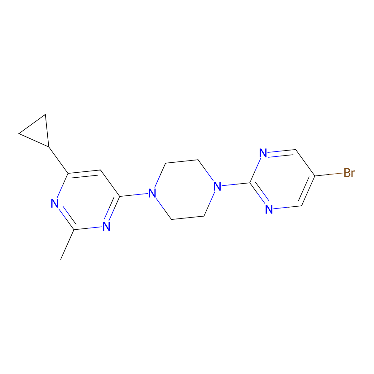 4-[4-(5-Bromopyrimidin-2-yl)piperazin-1-yl]-6-cyclopropyl-2-methylpyrimidine molecular structure, CAS 2548990-12-9
