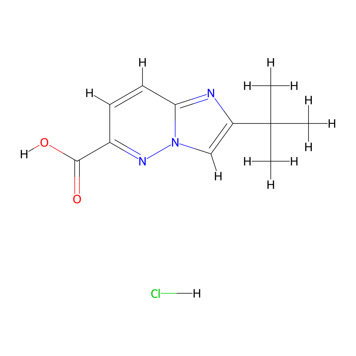 2-Tert-butylimidazo[1,2-b]pyridazine-6-carboxylic acid hydrochloride molecular structure, CAS 2548990-17-4