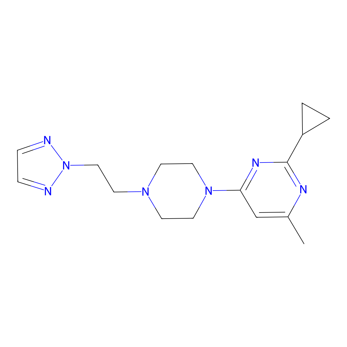 2-cyclopropyl-4-methyl-6-{4-[2-(2H-1,2,3-triazol-2-yl)ethyl]piperazin-1-yl}pyrimidine molecular structure, CAS 2548990-19-6