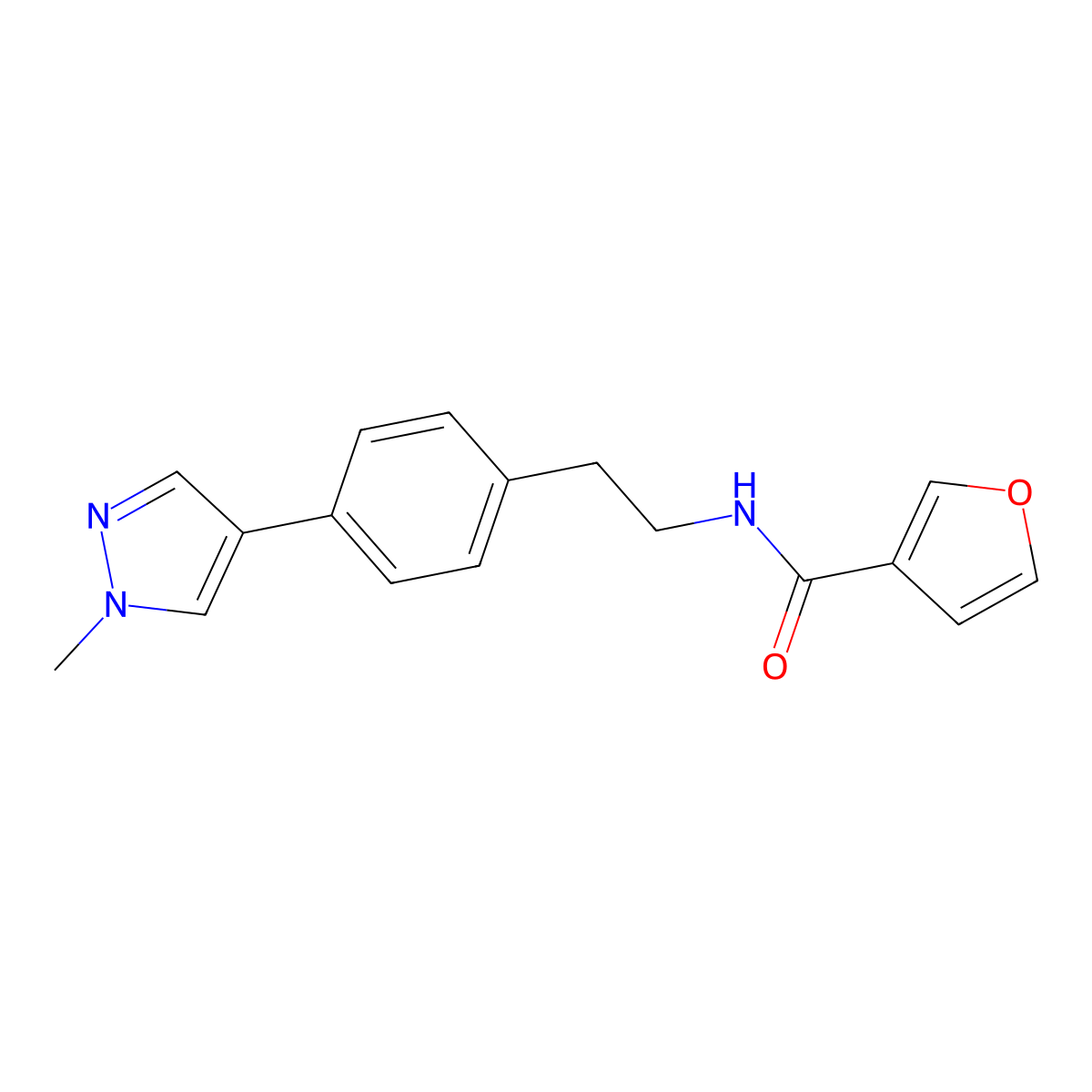 N-{2-[4-(1-methyl-1H-pyrazol-4-yl)phenyl]ethyl}furan-3-carboxamide molecular structure, CAS 2548990-22-1