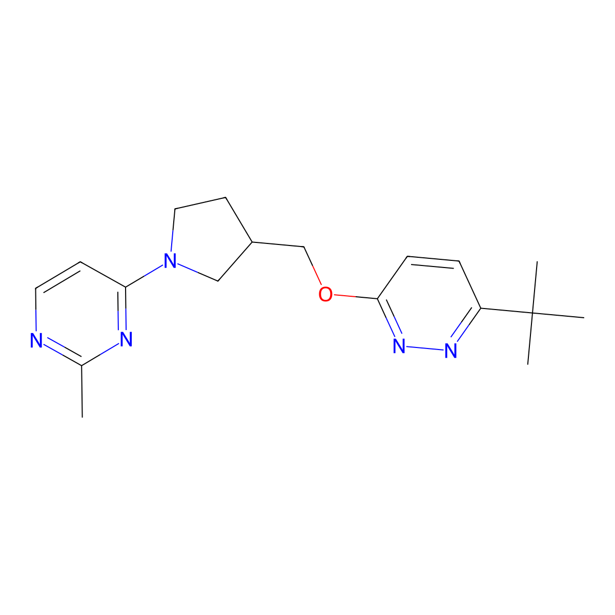 4-(3-{[(6-Tert-butylpyridazin-3-yl)oxy]methyl}pyrrolidin-1-yl)-2-methylpyrimidine molecular structure, CAS 2548990-24-3