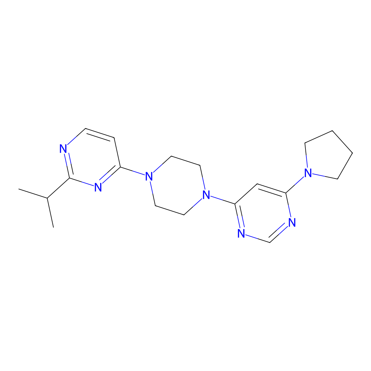 4-{4-[2-(Propan-2-yl)pyrimidin-4-yl]piperazin-1-yl}-6-(pyrrolidin-1-yl)pyrimidine molecular structure, CAS 2548990-33-4