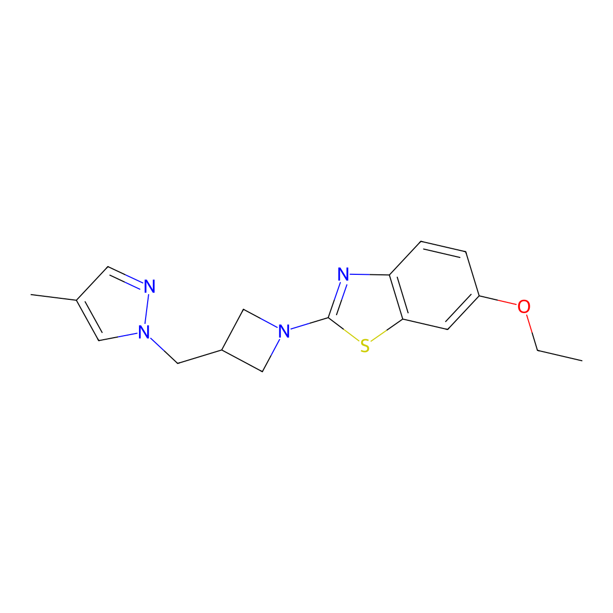6-ethoxy-2-{3-[(4-methyl-1H-pyrazol-1-yl)methyl]azetidin-1-yl}-1,3-benzothiazole molecular structure, CAS 2548990-34-5