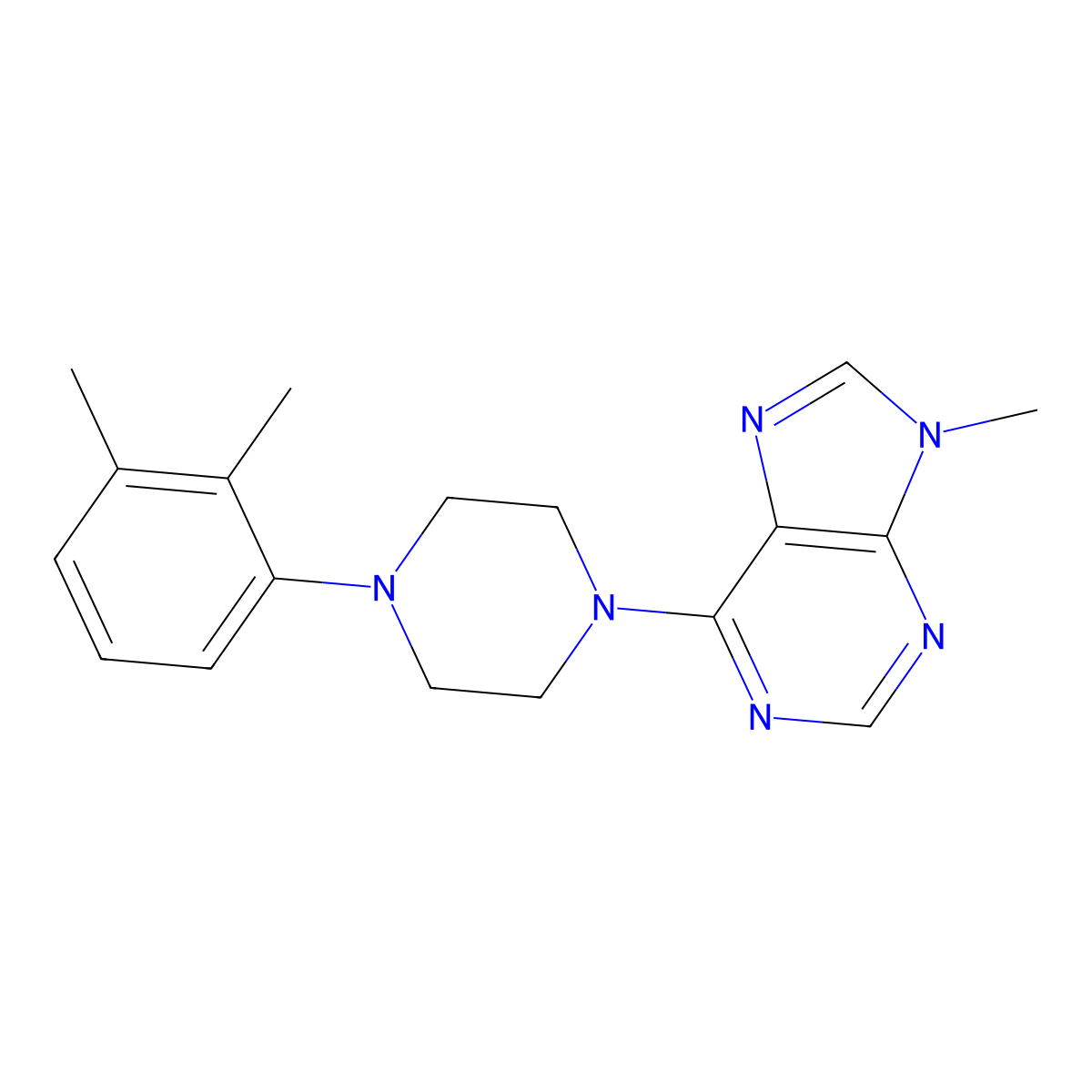 6-[4-(2,3-dimethylphenyl)piperazin-1-yl]-9-methyl-9H-purine molecular structure, CAS 2548990-42-5