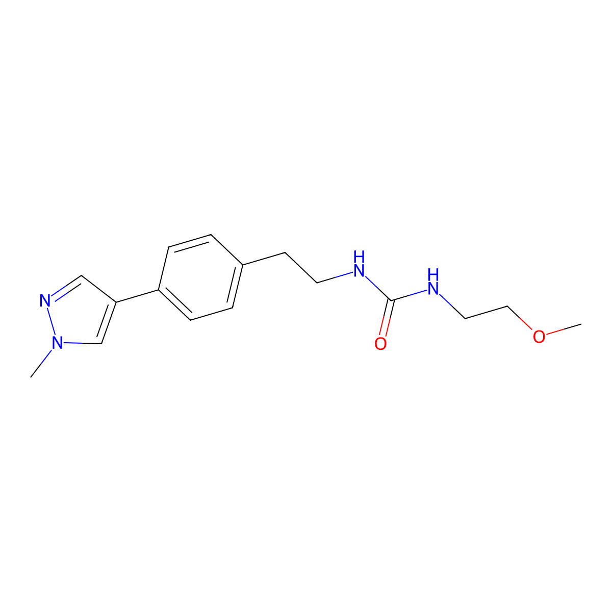 3-(2-methoxyethyl)-1-{2-[4-(1-methyl-1H-pyrazol-4-yl)phenyl]ethyl}urea molecular structure, CAS 2548990-44-7