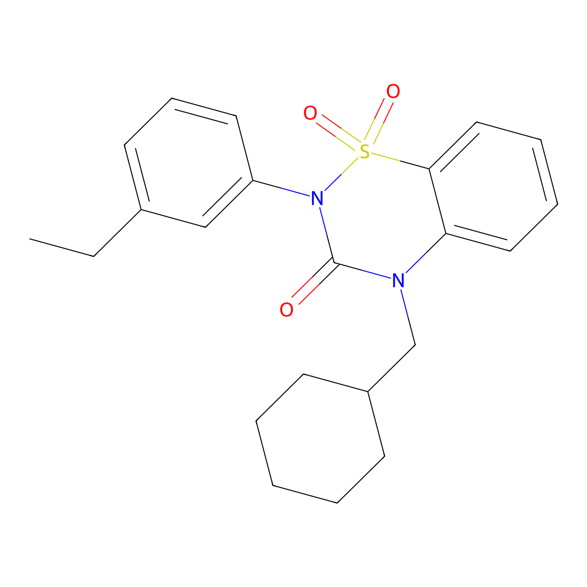 4-(cyclohexylmethyl)-2-(3-ethylphenyl)-3,4-dihydro-2H-1lambda6,2,4-benzothiadiazine-1,1,3-trione molecular structure, CAS 2548990-46-9