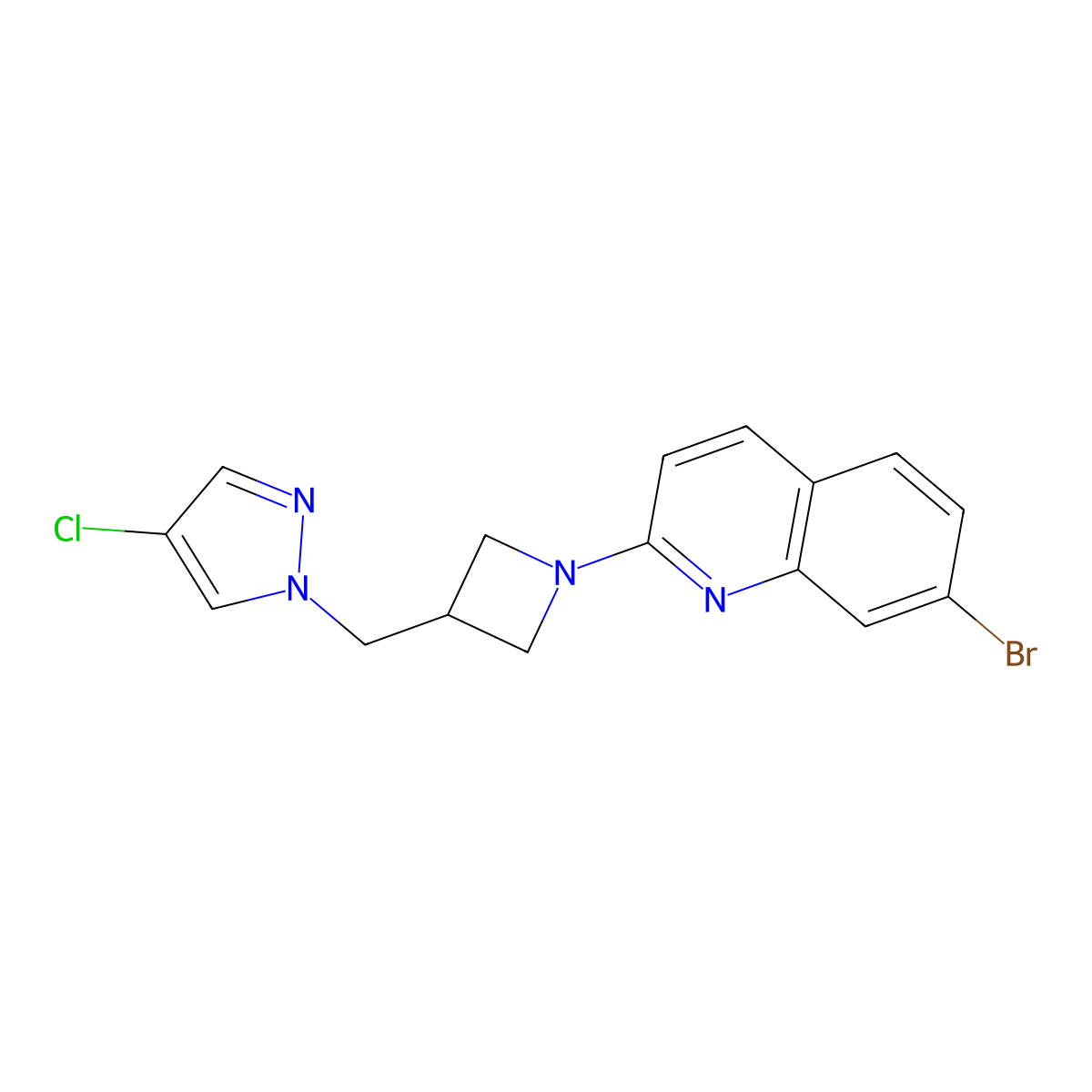 7-bromo-2-{3-[(4-chloro-1H-pyrazol-1-yl)methyl]azetidin-1-yl}quinoline molecular structure, CAS 2548990-48-1