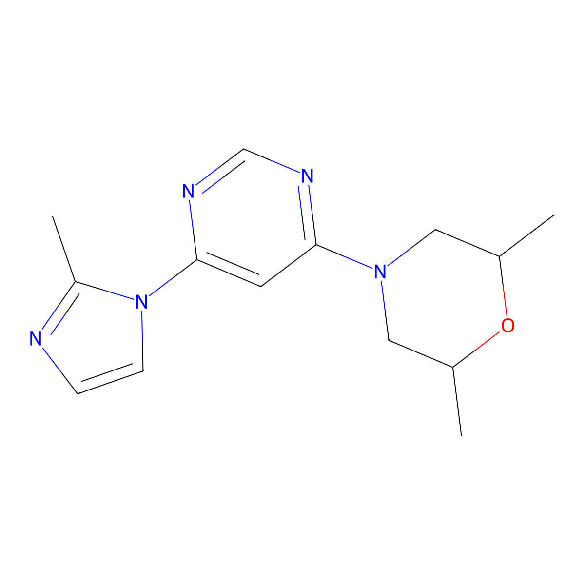 2,6-dimethyl-4-[6-(2-methyl-1H-imidazol-1-yl)pyrimidin-4-yl]morpholine molecular structure, CAS 2548990-50-5