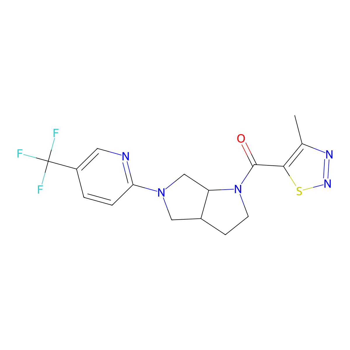 2-[1-(4-Methyl-1,2,3-thiadiazole-5-carbonyl)-octahydropyrrolo[2,3-c]pyrrol-5-yl]-5-(trifluoromethyl)pyridine molecular structure, CAS 2548990-51-6