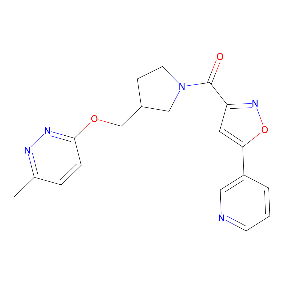 3-Methyl-6-({1-[5-(pyridin-3-yl)-1,2-oxazole-3-carbonyl]pyrrolidin-3-yl}methoxy)pyridazine molecular structure, CAS 2548990-52-7