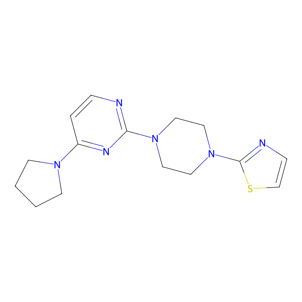 4-(Pyrrolidin-1-yl)-2-[4-(1,3-thiazol-2-yl)piperazin-1-yl]pyrimidine molecular structure, CAS 2548990-54-9
