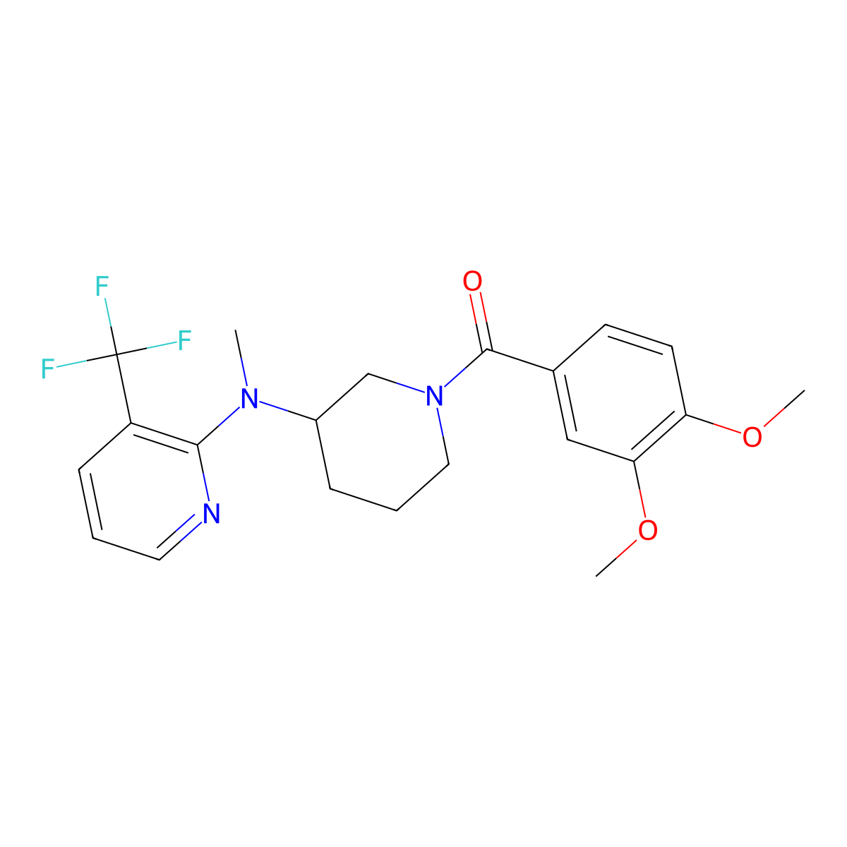 N-[1-(3,4-dimethoxybenzoyl)piperidin-3-yl]-N-methyl-3-(trifluoromethyl)pyridin-2-amine molecular structure, CAS 2548990-57-2