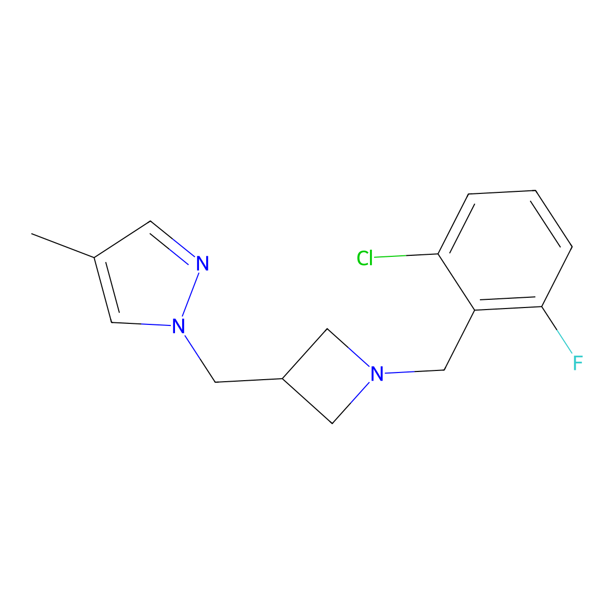 1-({1-[(2-chloro-6-fluorophenyl)methyl]azetidin-3-yl}methyl)-4-methyl-1H-pyrazole molecular structure, CAS 2548990-58-3
