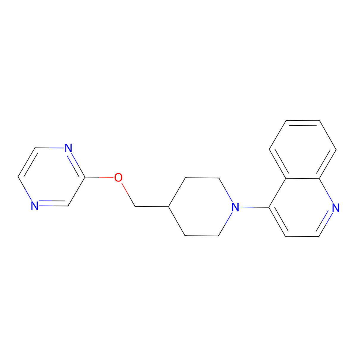 4-{4-[(Pyrazin-2-yloxy)methyl]piperidin-1-yl}quinoline molecular structure, CAS 2548990-62-9