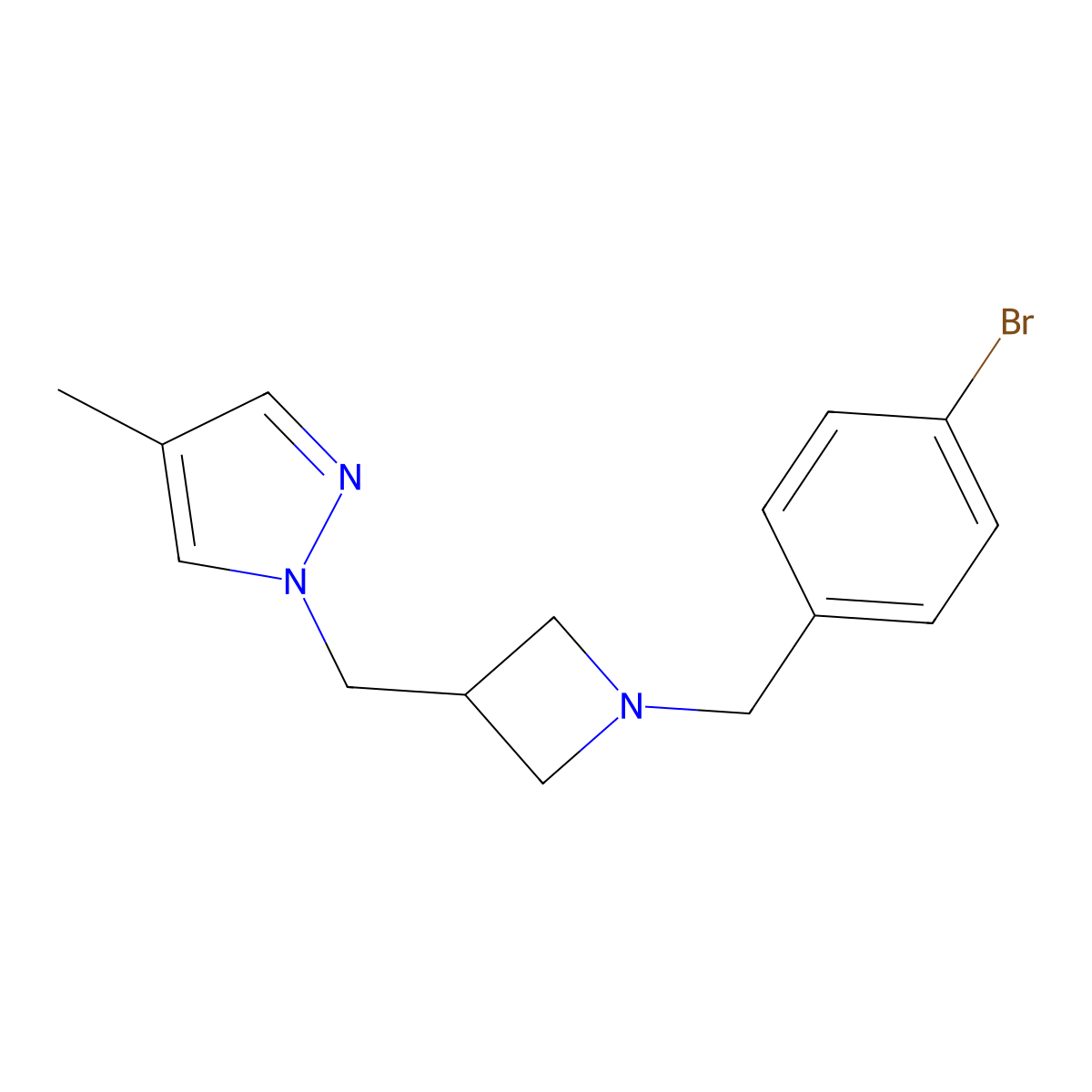 1-({1-[(4-bromophenyl)methyl]azetidin-3-yl}methyl)-4-methyl-1H-pyrazole molecular structure, CAS 2548990-67-4