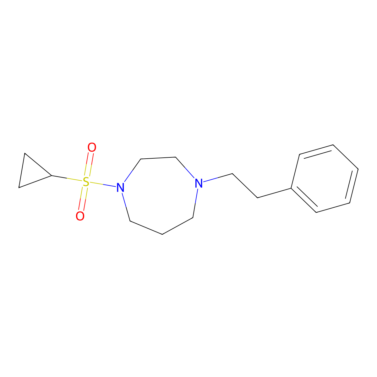 1-(Cyclopropanesulfonyl)-4-(2-phenylethyl)-1,4-diazepane molecular structure, CAS 2548990-71-0