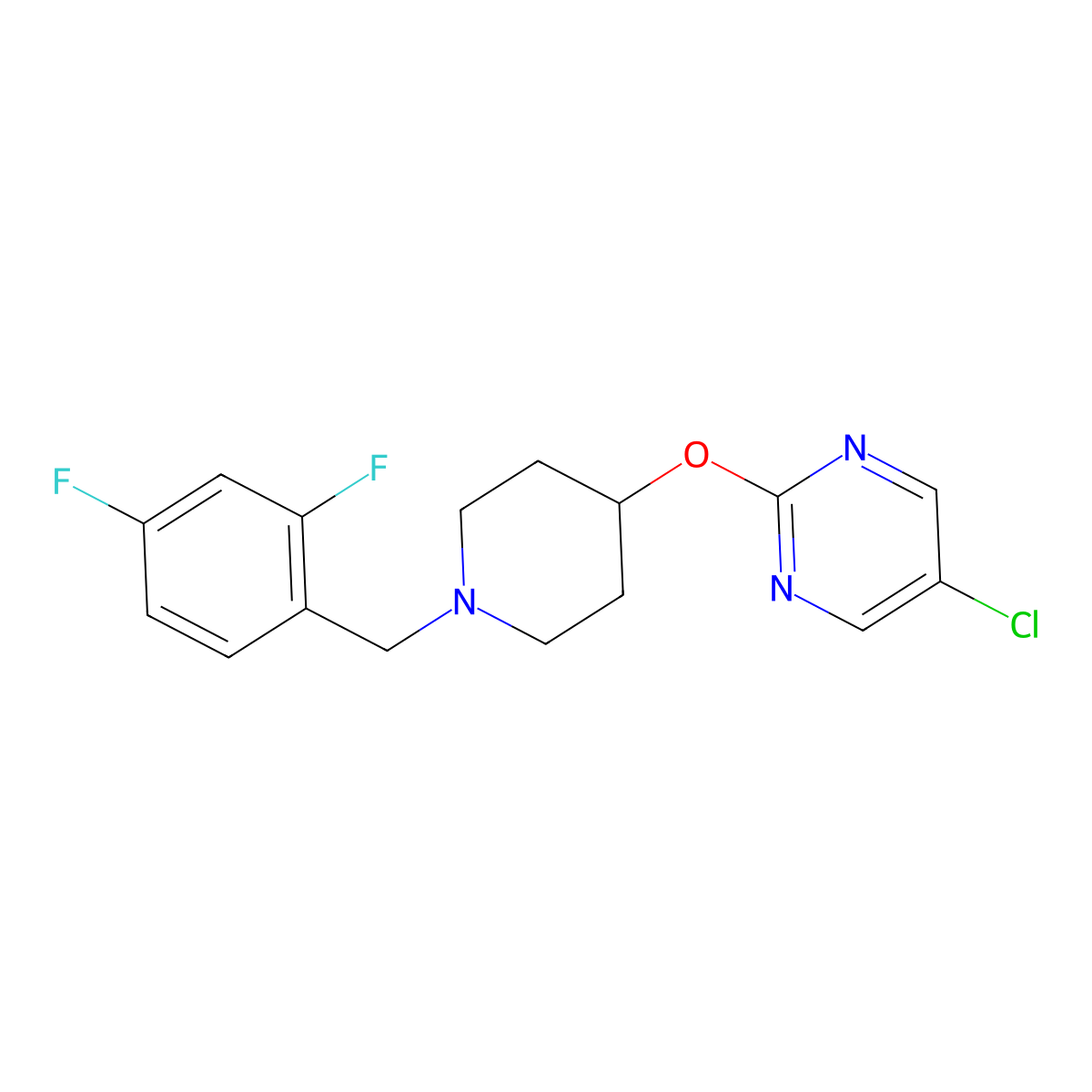 5-Chloro-2-({1-[(2,4-difluorophenyl)methyl]piperidin-4-yl}oxy)pyrimidine molecular structure, CAS 2548990-73-2