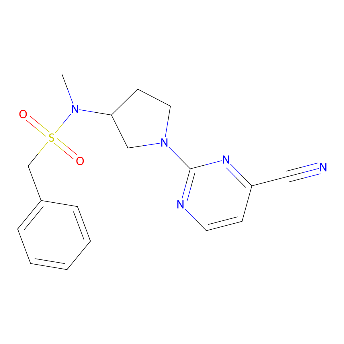 N-[1-(4-cyanopyrimidin-2-yl)pyrrolidin-3-yl]-N-methyl-1-phenylmethanesulfonamide molecular structure, CAS 2548990-76-5