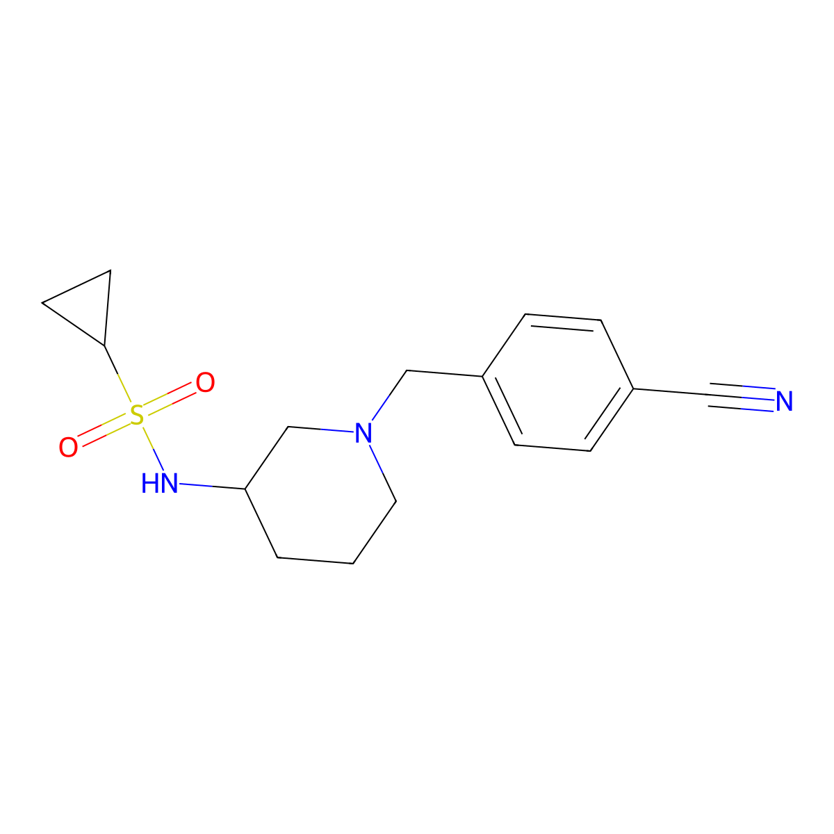 N-{1-[(4-cyanophenyl)methyl]piperidin-3-yl}cyclopropanesulfonamide molecular structure, CAS 2548990-83-4
