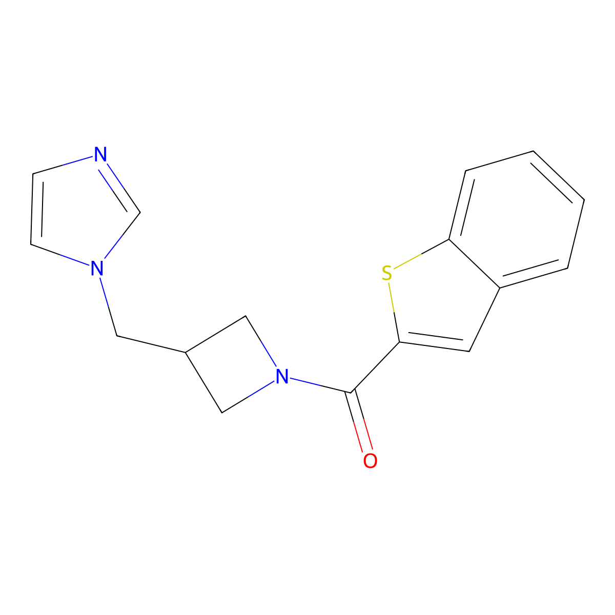 1-{[1-(1-benzothiophene-2-carbonyl)azetidin-3-yl]methyl}-1H-imidazole molecular structure, CAS 2548990-87-8