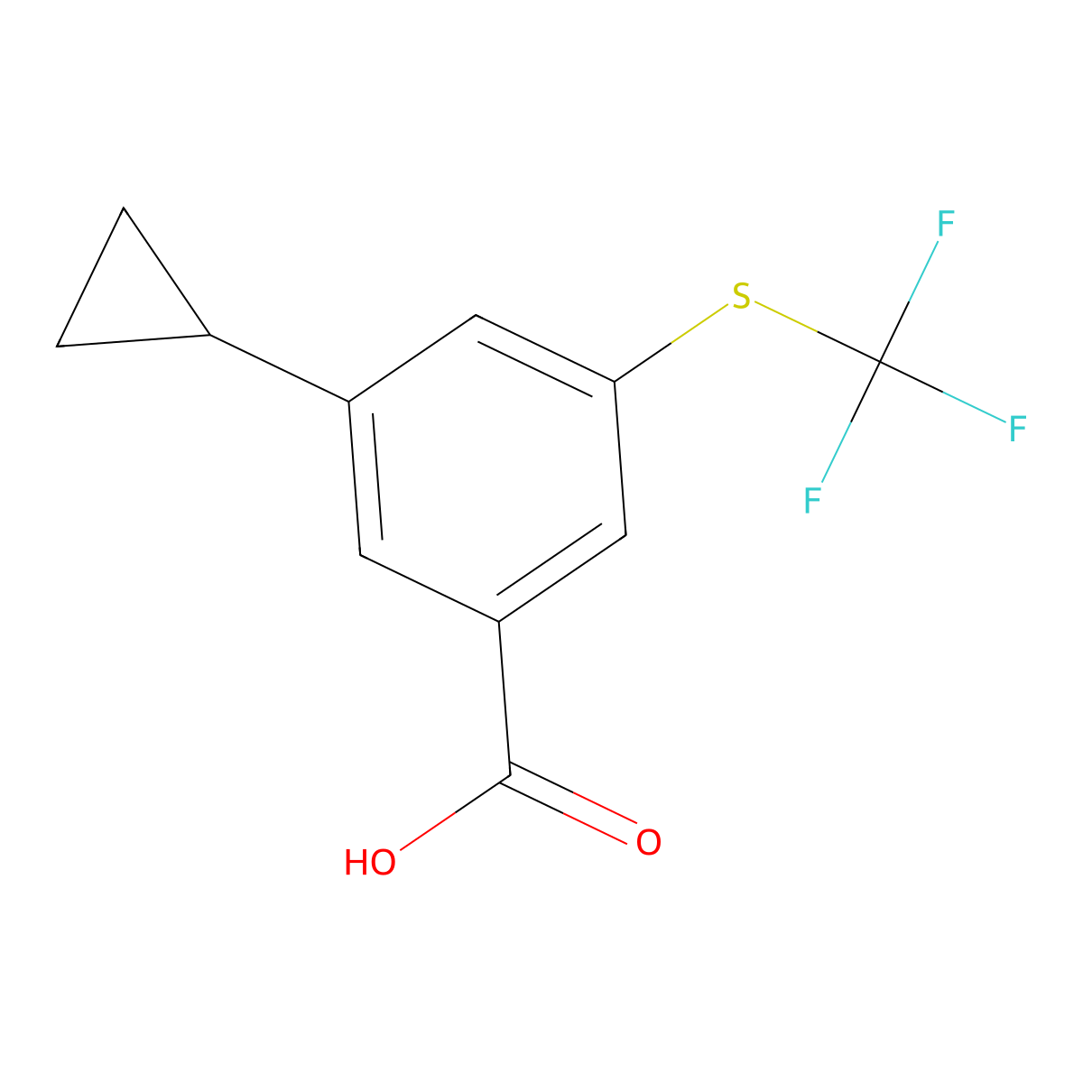 3-Cyclopropyl-5-[(trifluoromethyl)sulfanyl]benzoic acid molecular structure, CAS 2548990-90-3