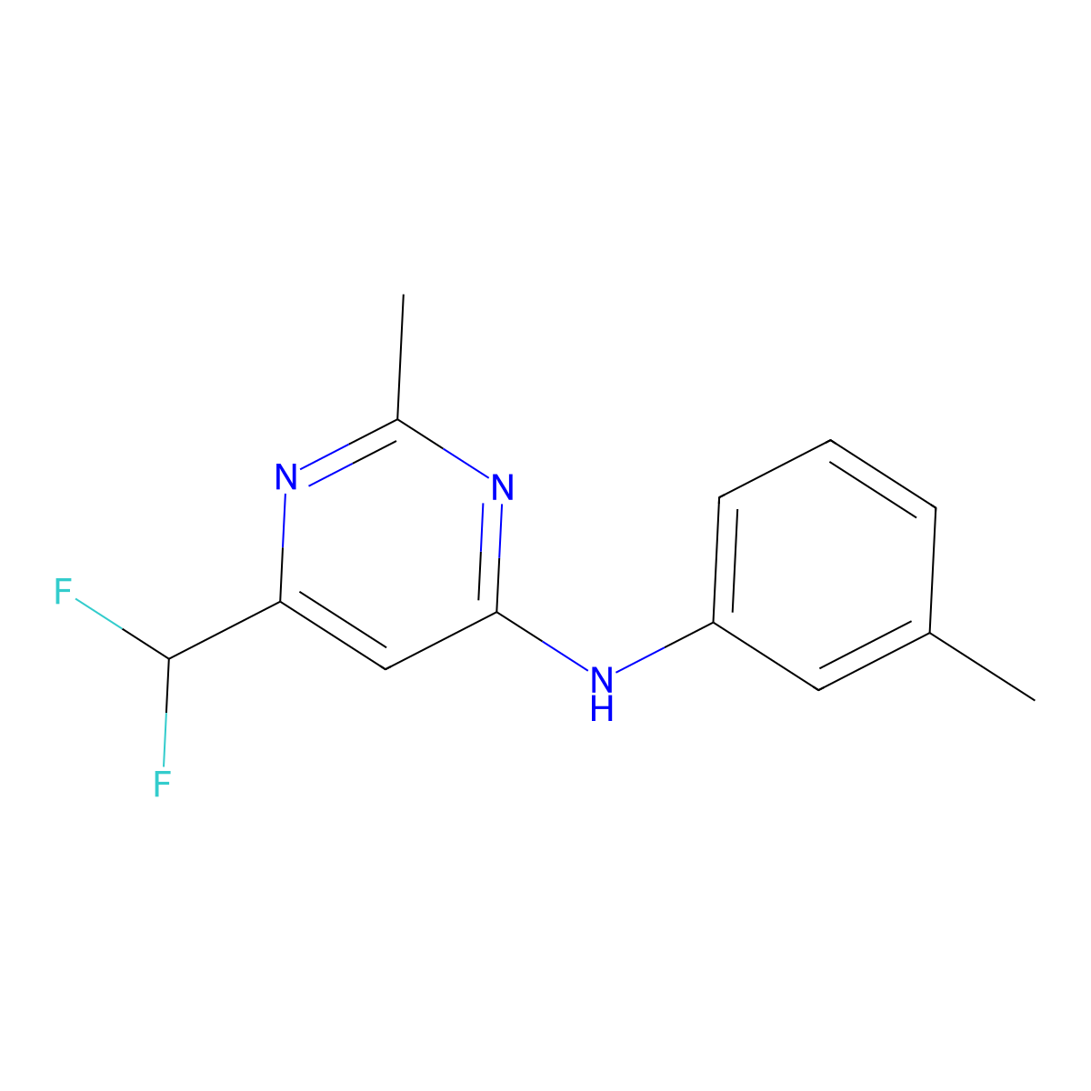 6-(difluoromethyl)-2-methyl-N-(3-methylphenyl)pyrimidin-4-amine molecular structure, CAS 2548990-94-7