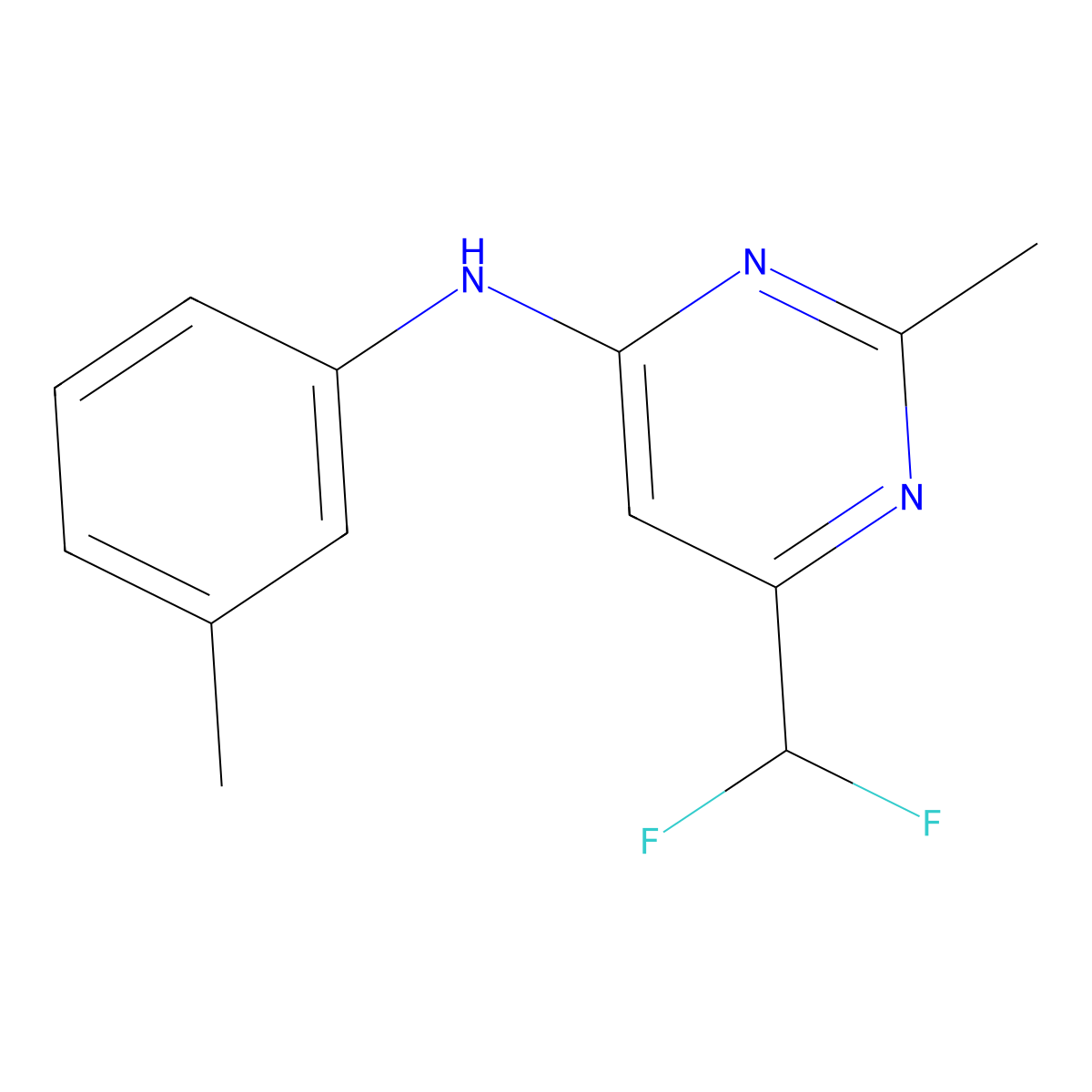 6-(difluoromethyl)-2-methyl-N-(3-methylphenyl)pyrimidin-4-amine molecular structure, CAS 2548990-94-7