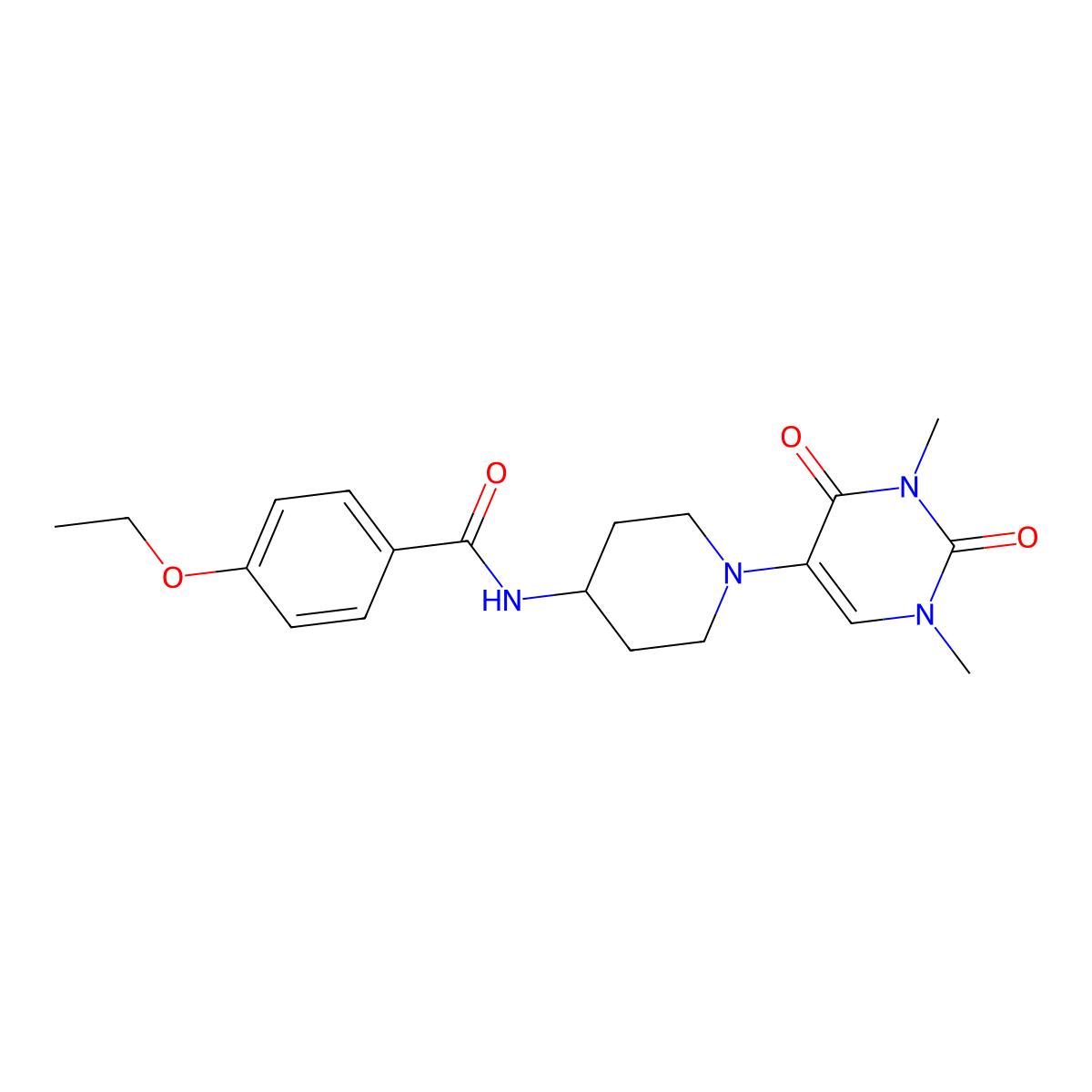 N-[1-(1,3-dimethyl-2,4-dioxo-1,2,3,4-tetrahydropyrimidin-5-yl)piperidin-4-yl]-4-ethoxybenzamide molecular structure, CAS 2548990-97-0