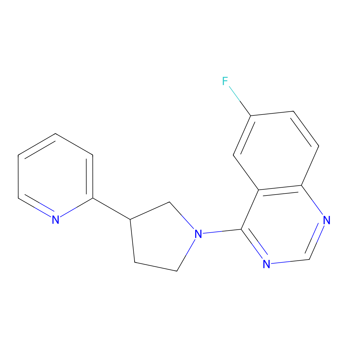 6-Fluoro-4-[3-(pyridin-2-yl)pyrrolidin-1-yl]quinazoline molecular structure, CAS 2548991-01-9