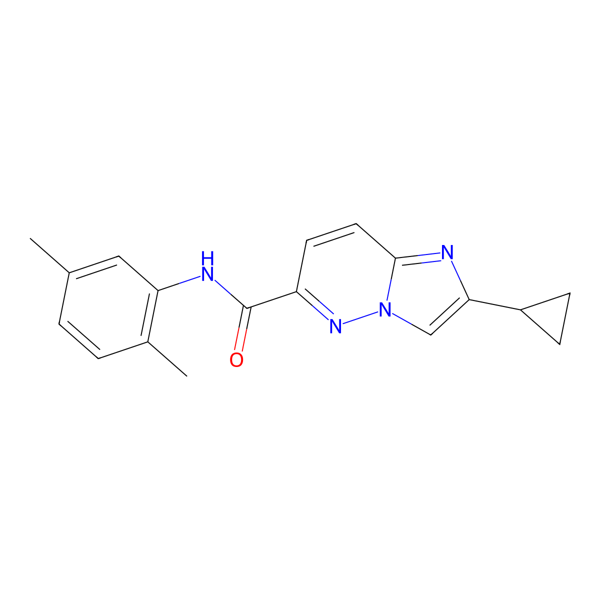 2-cyclopropyl-N-(2,5-dimethylphenyl)imidazo[1,2-b]pyridazine-6-carboxamide molecular structure, CAS 2548991-05-3
