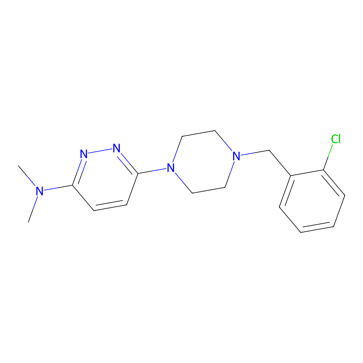 6-{4-[(2-chlorophenyl)methyl]piperazin-1-yl}-N,N-dimethylpyridazin-3-amine molecular structure, CAS 2548991-09-7