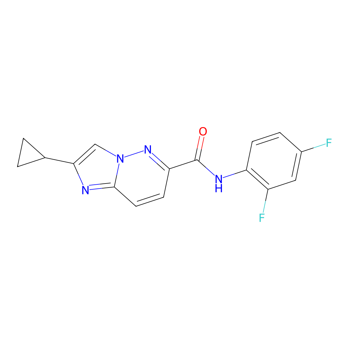 2-cyclopropyl-N-(2,4-difluorophenyl)imidazo[1,2-b]pyridazine-6-carboxamide molecular structure, CAS 2548991-10-0