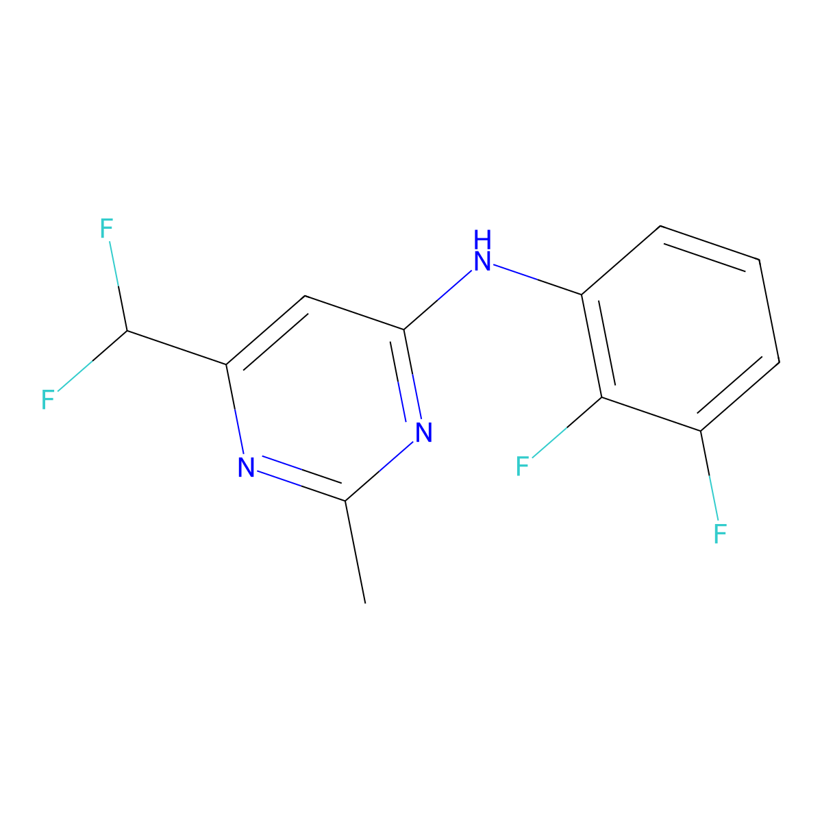 6-(difluoromethyl)-N-(2,3-difluorophenyl)-2-methylpyrimidin-4-amine molecular structure, CAS 2548991-11-1