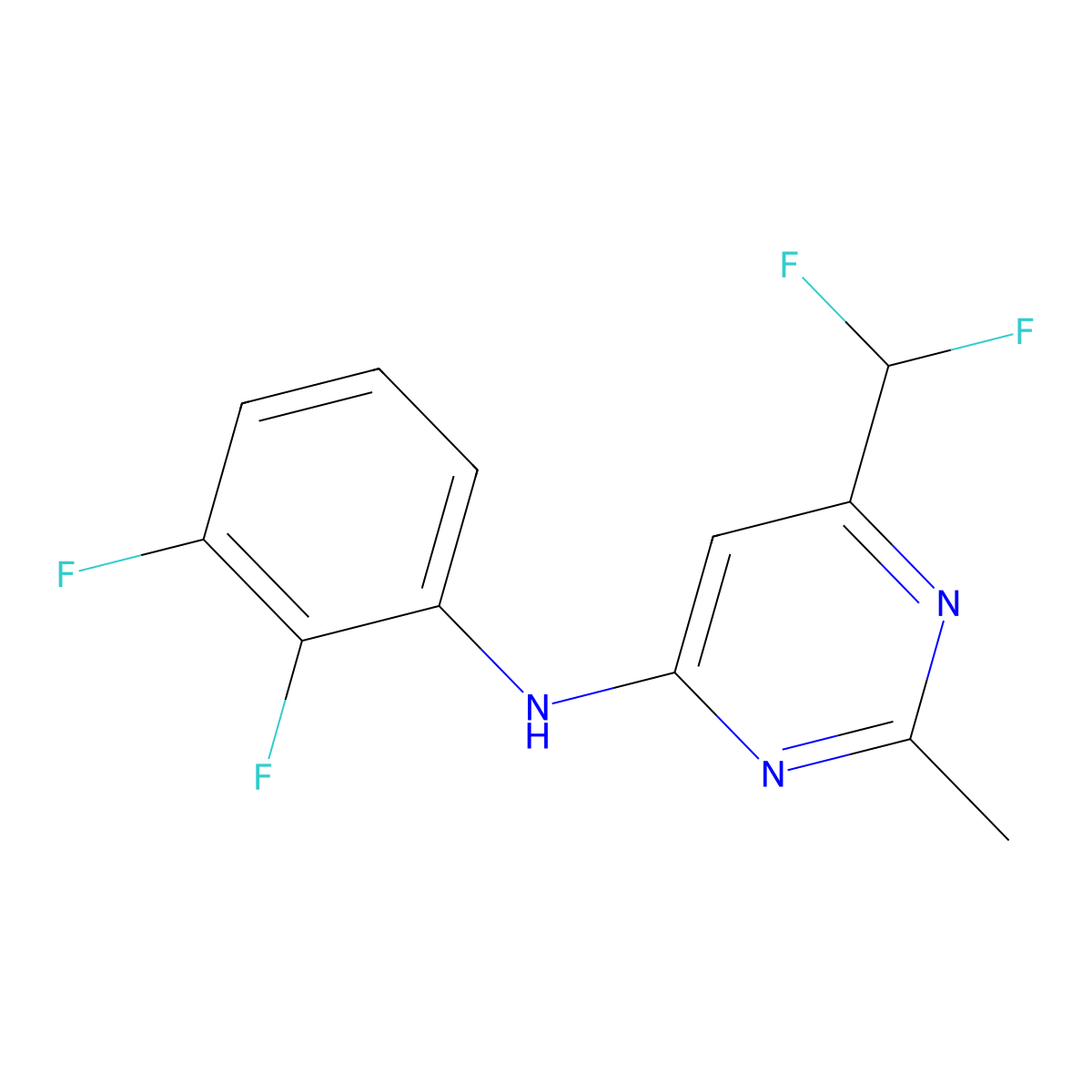 6-(difluoromethyl)-N-(2,3-difluorophenyl)-2-methylpyrimidin-4-amine molecular structure, CAS 2548991-11-1