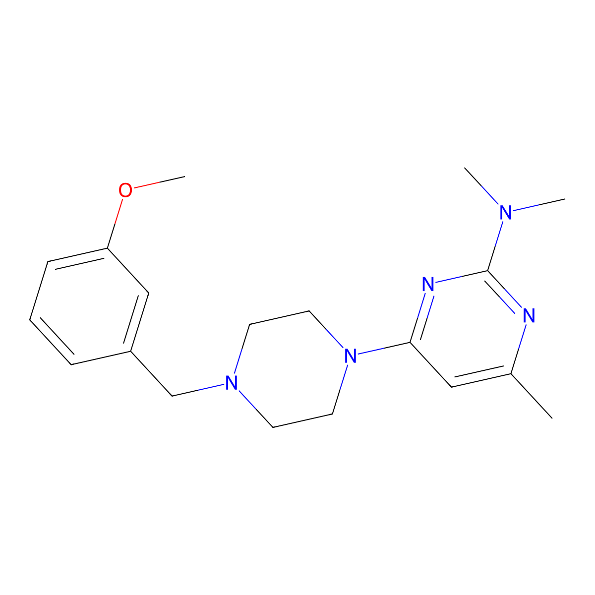 4-{4-[(3-methoxyphenyl)methyl]piperazin-1-yl}-N,N,6-trimethylpyrimidin-2-amine molecular structure, CAS 2548991-14-4