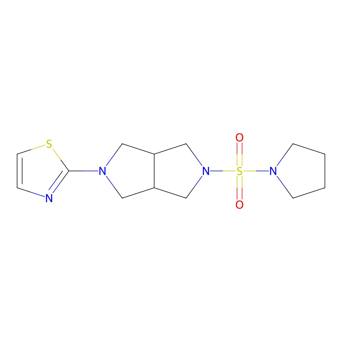 2-[5-(Pyrrolidine-1-sulfonyl)-octahydropyrrolo[3,4-c]pyrrol-2-yl]-1,3-thiazole molecular structure, CAS 2548991-18-8