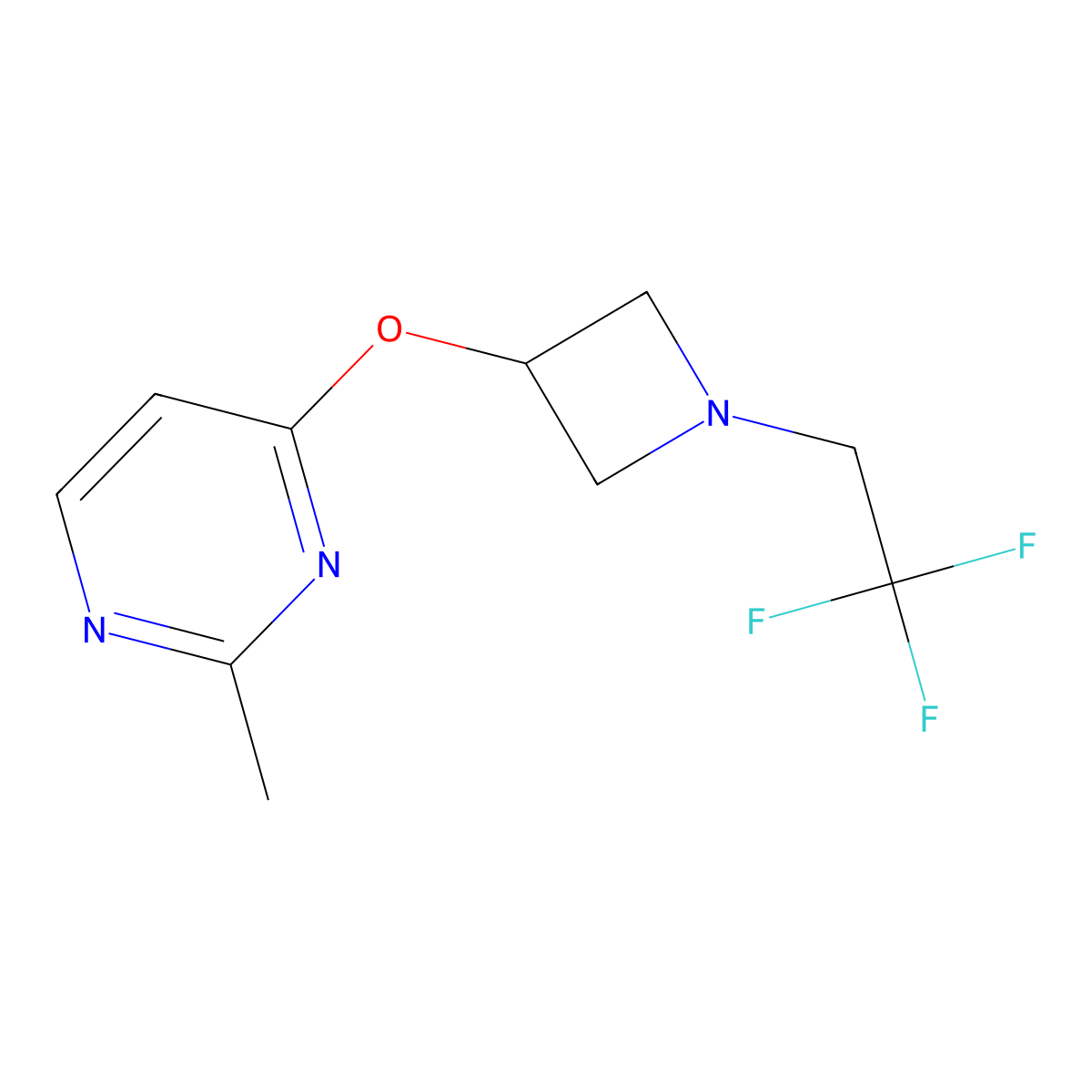 2-Methyl-4-{[1-(2,2,2-trifluoroethyl)azetidin-3-yl]oxy}pyrimidine molecular structure, CAS 2548991-21-3