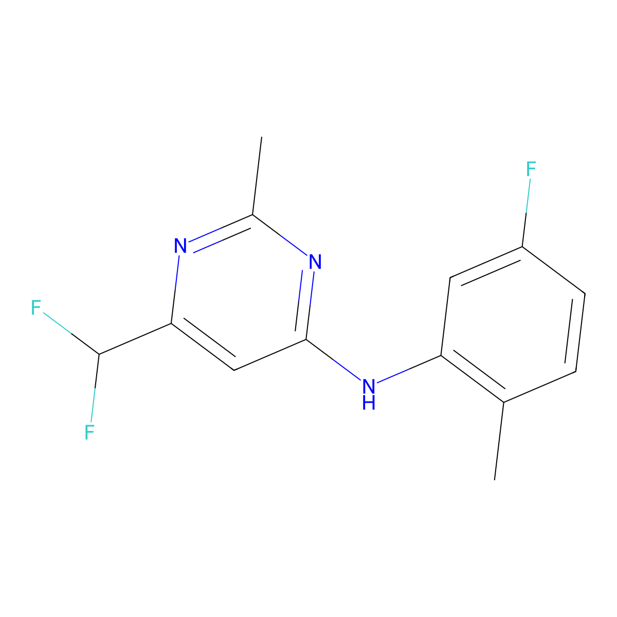 6-(difluoromethyl)-N-(5-fluoro-2-methylphenyl)-2-methylpyrimidin-4-amine molecular structure, CAS 2548991-26-8
