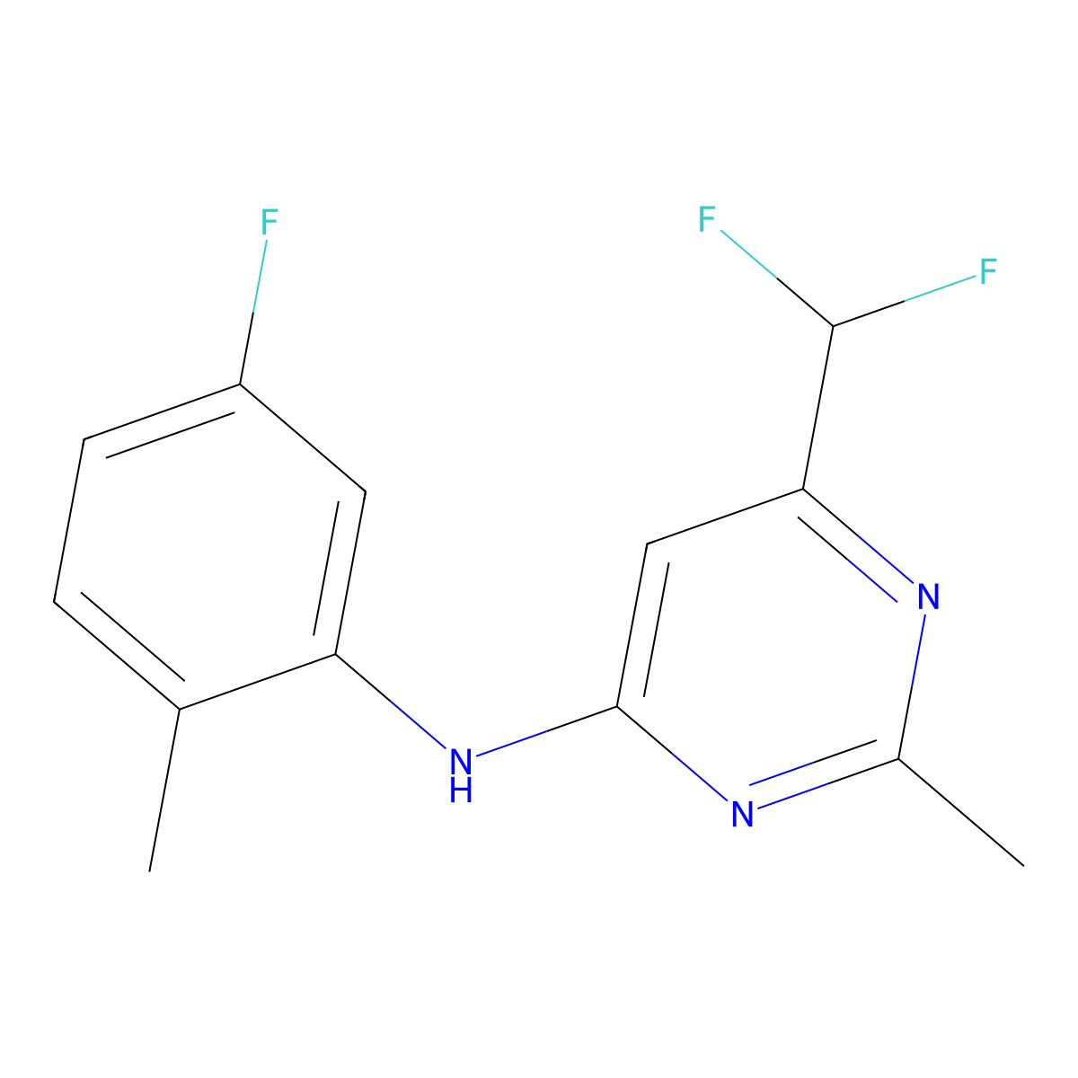 6-(difluoromethyl)-N-(5-fluoro-2-methylphenyl)-2-methylpyrimidin-4-amine molecular structure, CAS 2548991-26-8