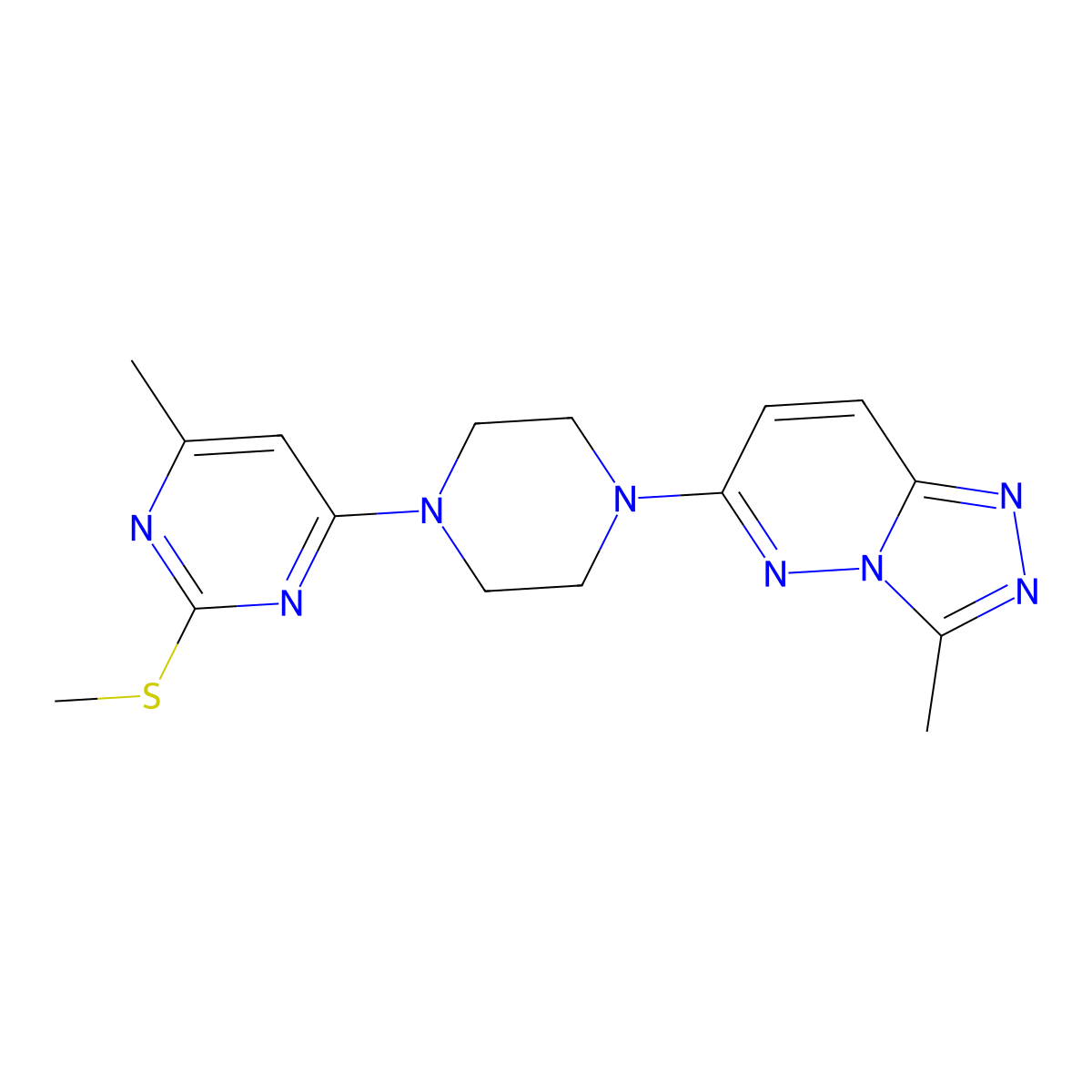 4-Methyl-6-(4-{3-methyl-[1,2,4]triazolo[4,3-b]pyridazin-6-yl}piperazin-1-yl)-2-(methylsulfanyl)pyrimidine molecular structure, CAS 2548991-35-9