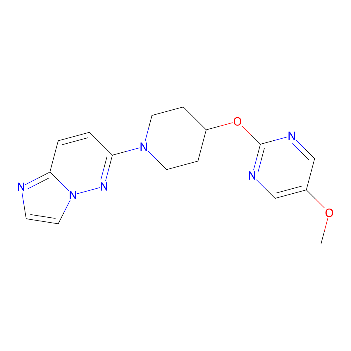 2-[(1-{Imidazo[1,2-b]pyridazin-6-yl}piperidin-4-yl)oxy]-5-methoxypyrimidine molecular structure, CAS 2548991-36-0