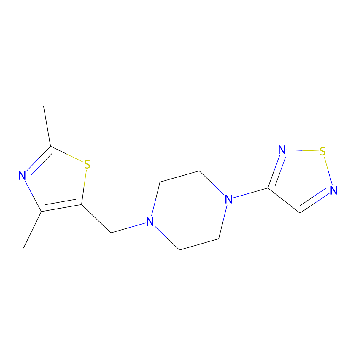 1-[(2,4-Dimethyl-1,3-thiazol-5-yl)methyl]-4-(1,2,5-thiadiazol-3-yl)piperazine molecular structure, CAS 2548991-43-9