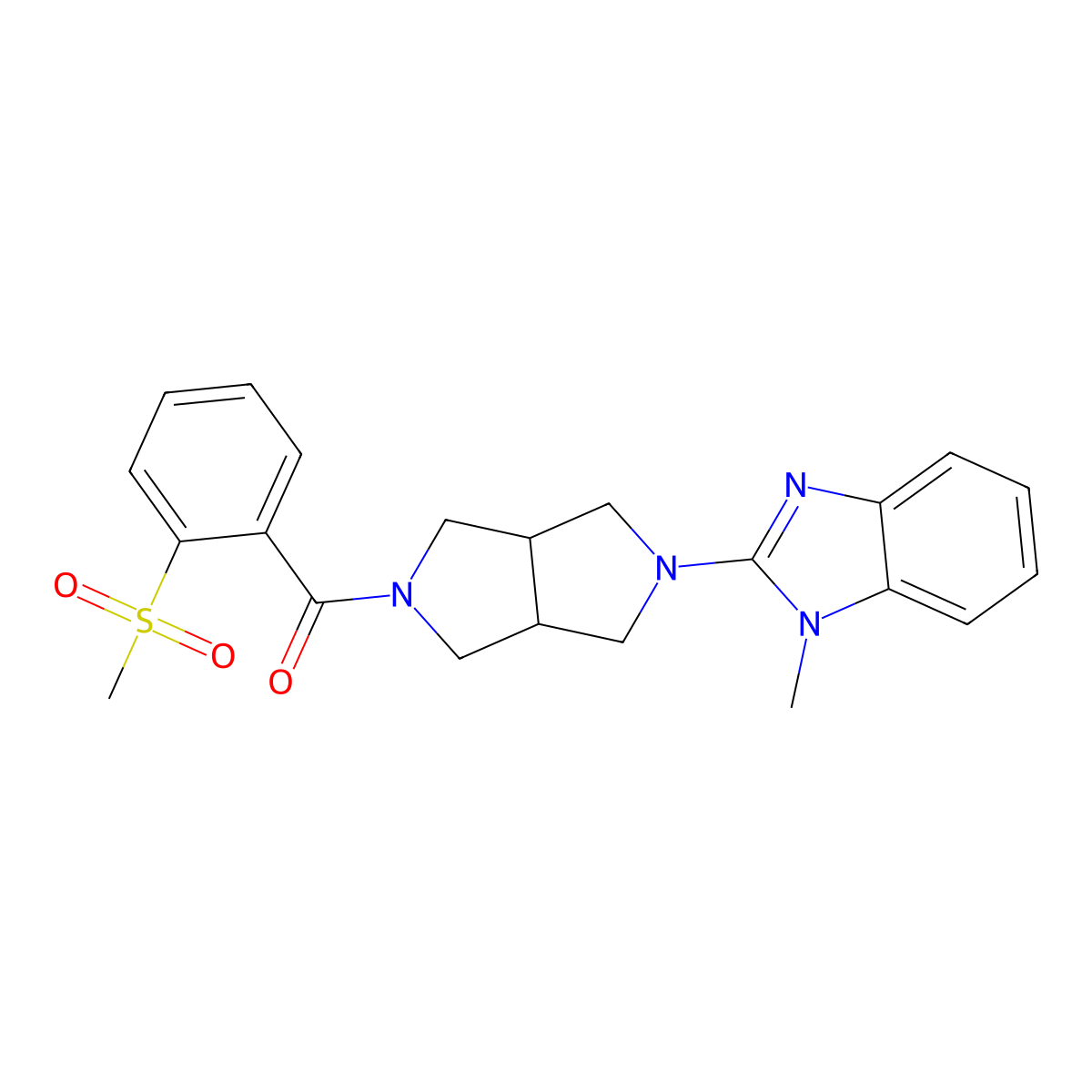 2-[5-(2-methanesulfonylbenzoyl)-octahydropyrrolo[3,4-c]pyrrol-2-yl]-1-methyl-1H-1,3-benzodiazole molecular structure, CAS 2548991-47-3