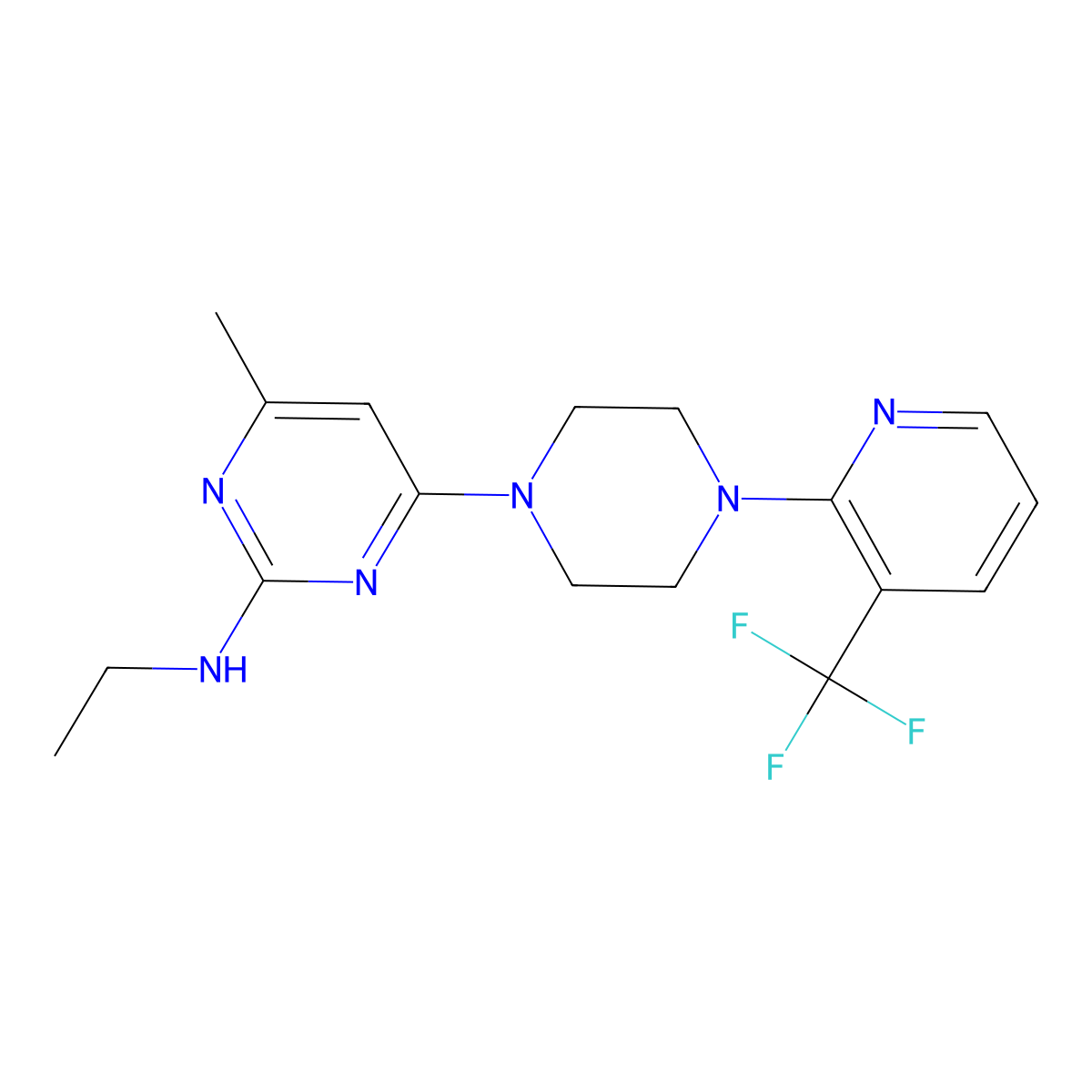 N-ethyl-4-methyl-6-{4-[3-(trifluoromethyl)pyridin-2-yl]piperazin-1-yl}pyrimidin-2-amine molecular structure, CAS 2548991-50-8