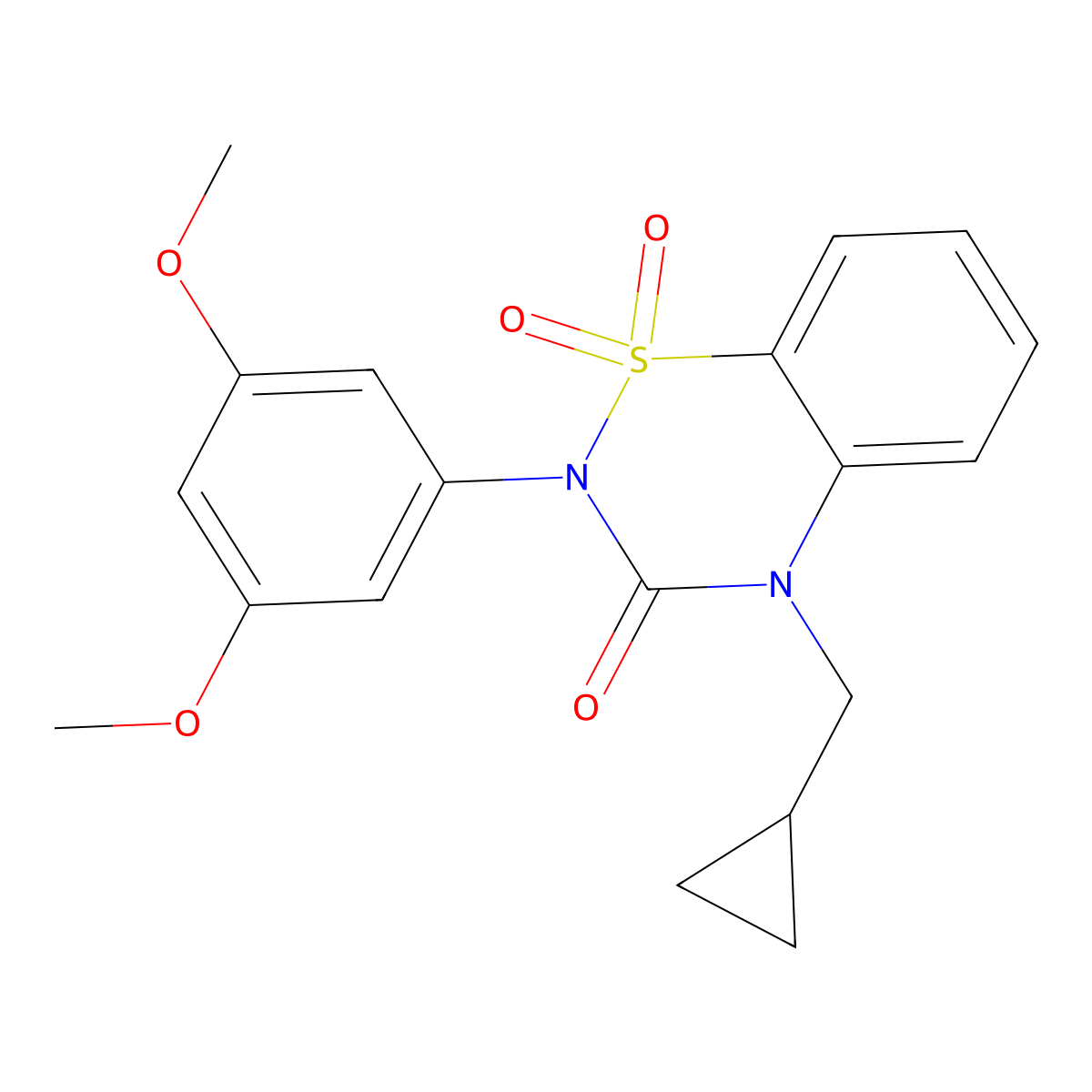 4-(Cyclopropylmethyl)-2-(3,5-dimethoxyphenyl)-1,1-dioxo-1lambda6,2,4-benzothiadiazin-3-one molecular structure, CAS 2548991-59-7